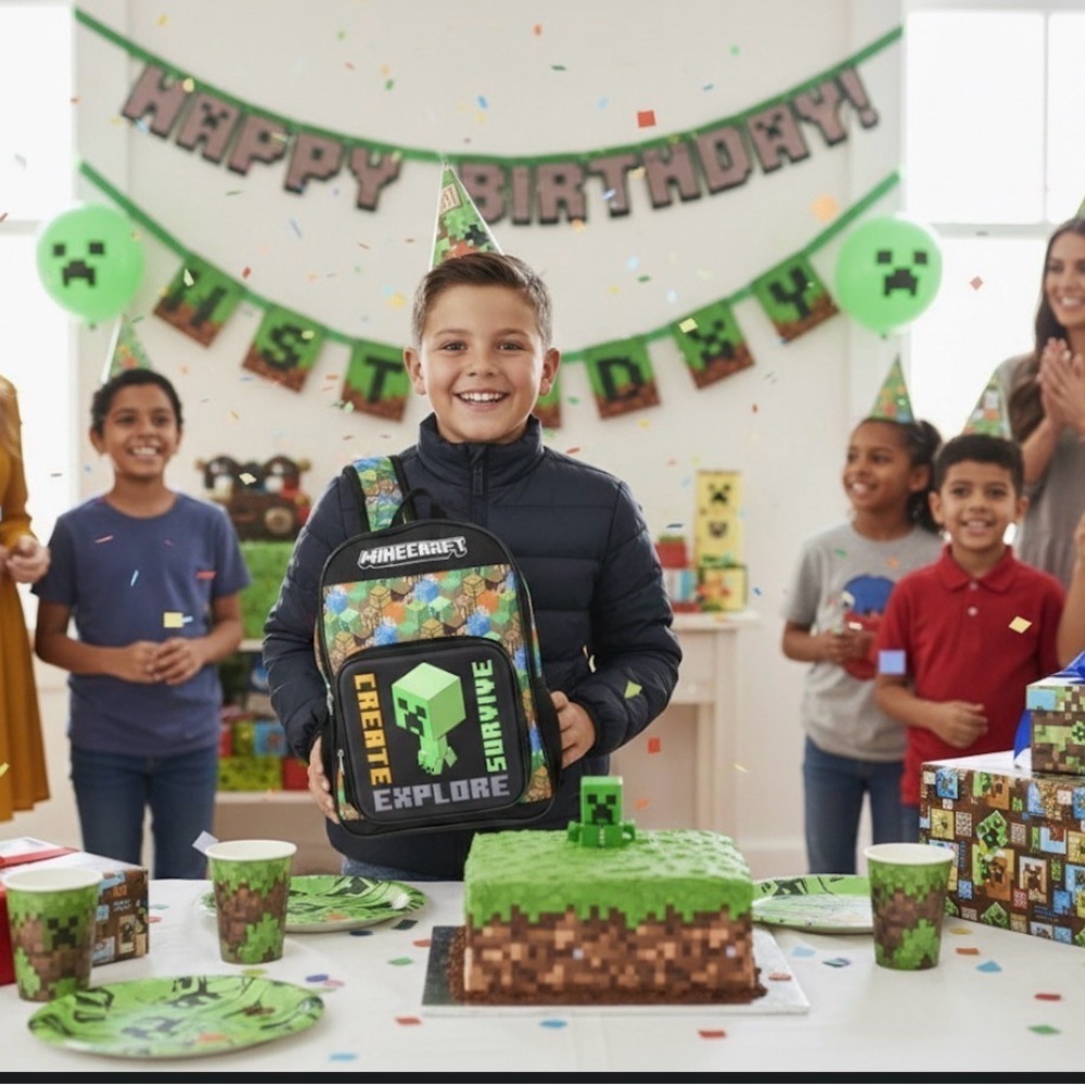 Minecraft Creeper "Create, Survive, Explore" Boys' 17" Light Up Backpack,